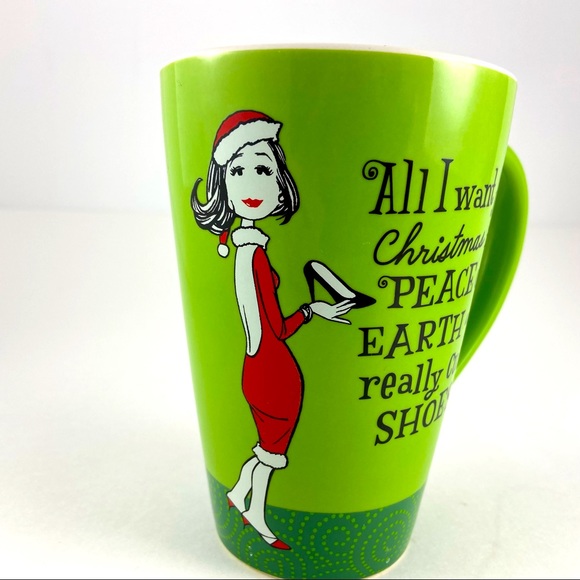 Christmas Coffee Mug All I want for Christmas is Peace on Earth Really Cute Shoe - Picture 2 of 8